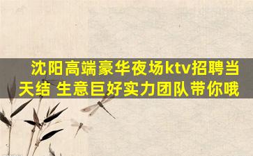 沈阳高端豪华夜场ktv招聘当天结 生意巨好实力团队带你哦